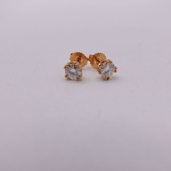 JTV Moissanite 14k Yellow Gold Over Sterling Silver Stud Earrings 1.00ctw DEW - Picture 3 of 7